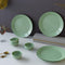 Spiral Green Ceramic Dinner Set 8 Piece for Family of 4 | Plates & Bowls | Microwave & Dishwasher Safe